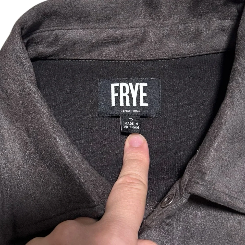Frye Men's Classic Fit Chest Pockets Faux Suede Jacket Adult Small